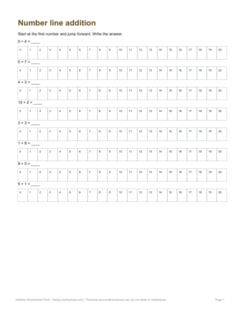 Preview of the first page of Number lines